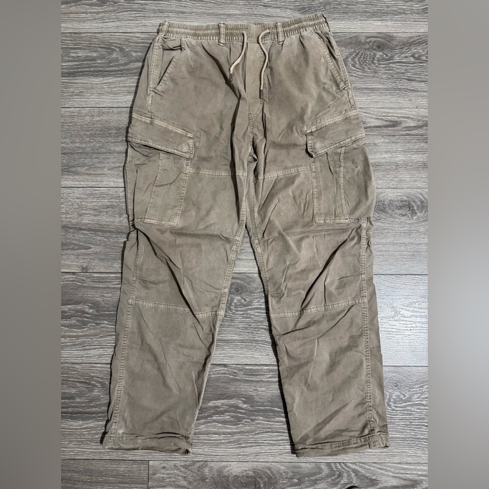 American Eagle Men's Flex Beige Cargo‎ Relaxed Pants Cotton Blend Size S